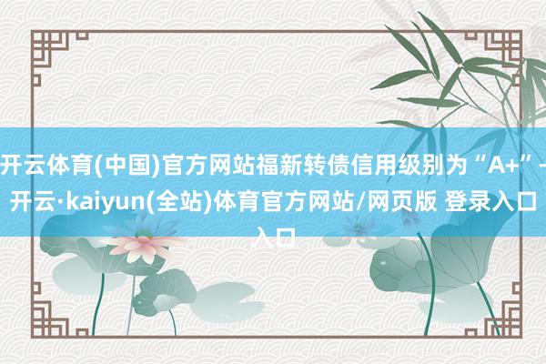 开云体育(中国)官方网站福新转债信用级别为“A+”-开云·kaiyun(全站)体育官方网站/网页版 登录入口