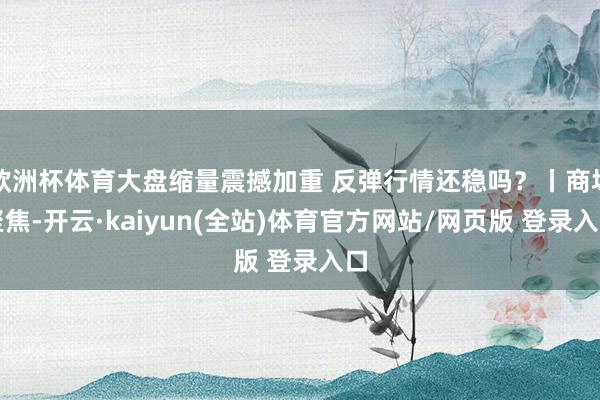 欧洲杯体育大盘缩量震撼加重 反弹行情还稳吗？丨商场聚焦-开云·kaiyun(全站)体育官方网站/网页版 登录入口