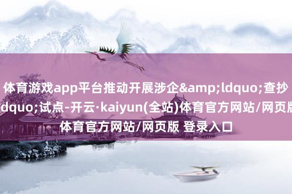 体育游戏app平台推动开展涉企&ldquo;查抄码&rdquo;试点-开云·kaiyun(全站)体育官方网站/网页版 登录入口